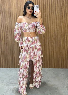 Conjunto Búzios Floral - Off/Rosa