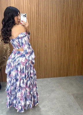 Conjunto Búzios Floral - Off/Lavanda
