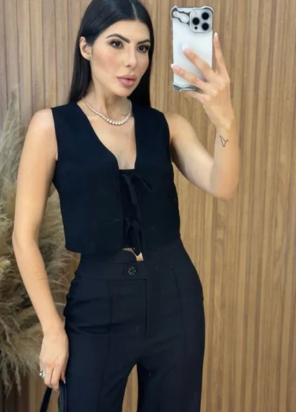 Cropped Kayla Laço - Preto