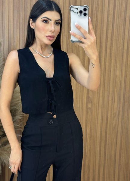 Cropped Kayla Laço - Preto