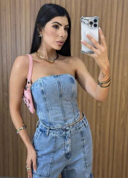 Cropped Jeans Alcance New - Lavagem Média