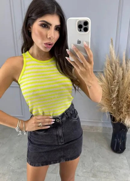 Cropped Tricot Modal Listrado - Lima